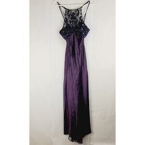 Vintage Morgan and Co embroidered sequined halter slip dress Sz 8 Whimsygoth Y2K